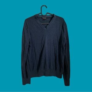 Banana Republic Blue V-Neck Sweater with Ribbed Details
